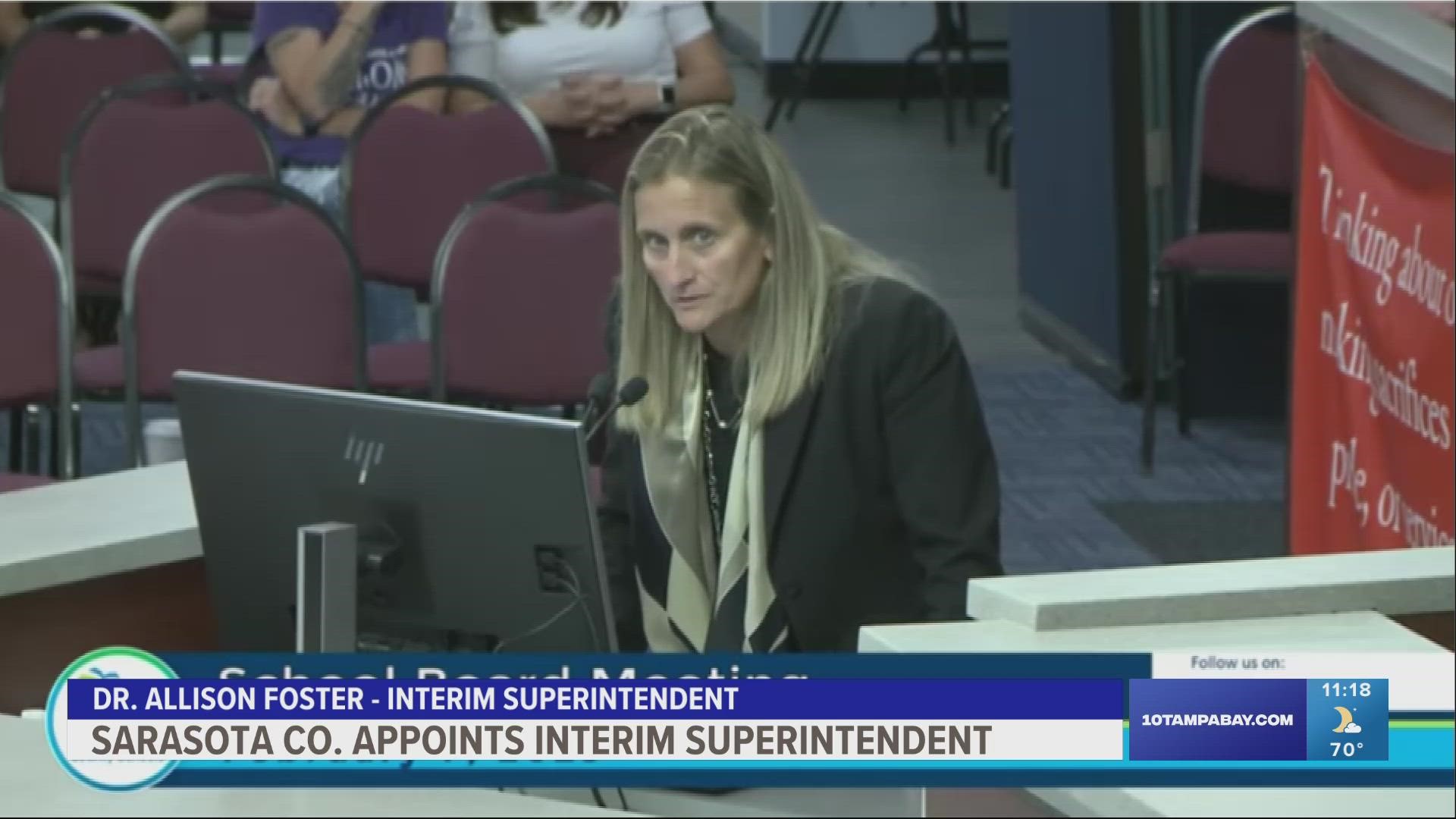 Dr. Allison Foster will serve as the county's school superintendent as the board begins a nationwide search.