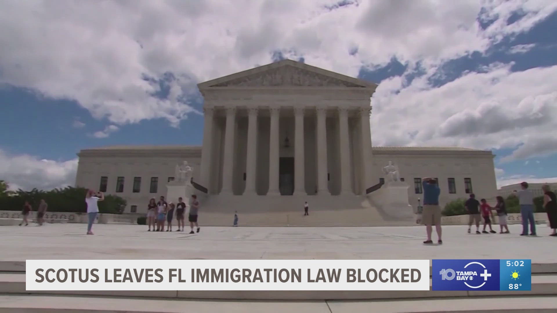 The high court’s action will keep the law on hold while a legal challenge continues. The court did not explain its decision, and no justice noted a dissent.