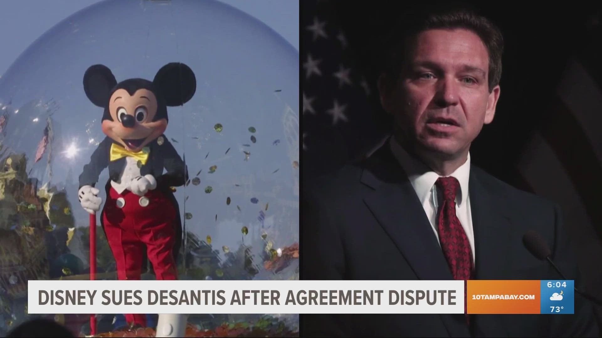 The suit was filed minutes after a Disney World oversight board appointed by DeSantis voted to void a deal that placed theme park decisions in the company's hands.