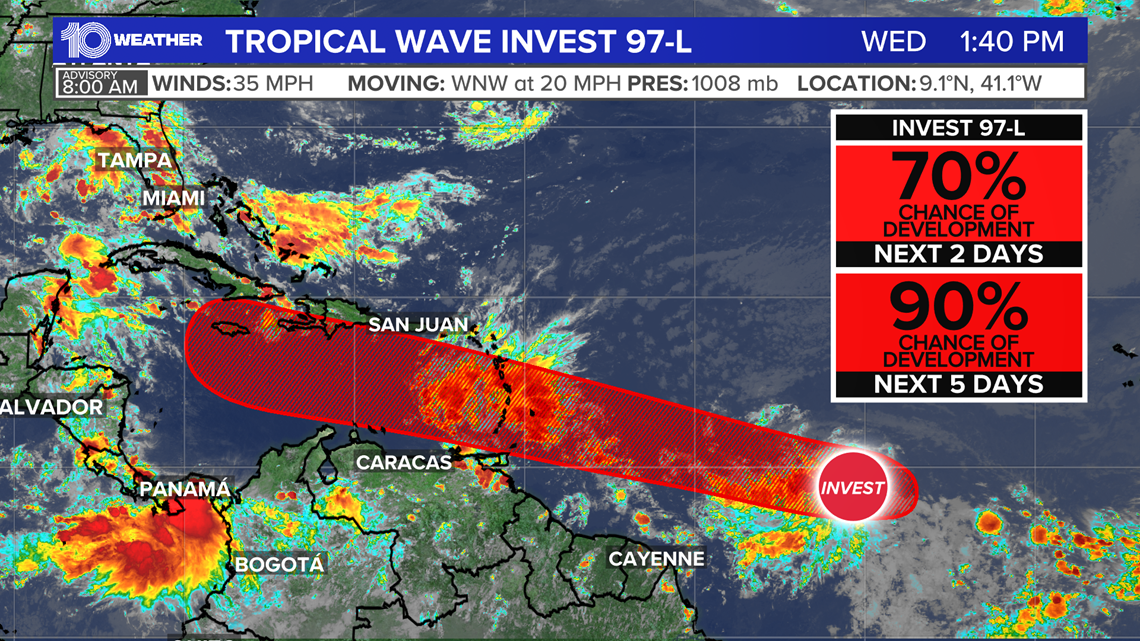 NHC Invest 97L likely to a tropical storm