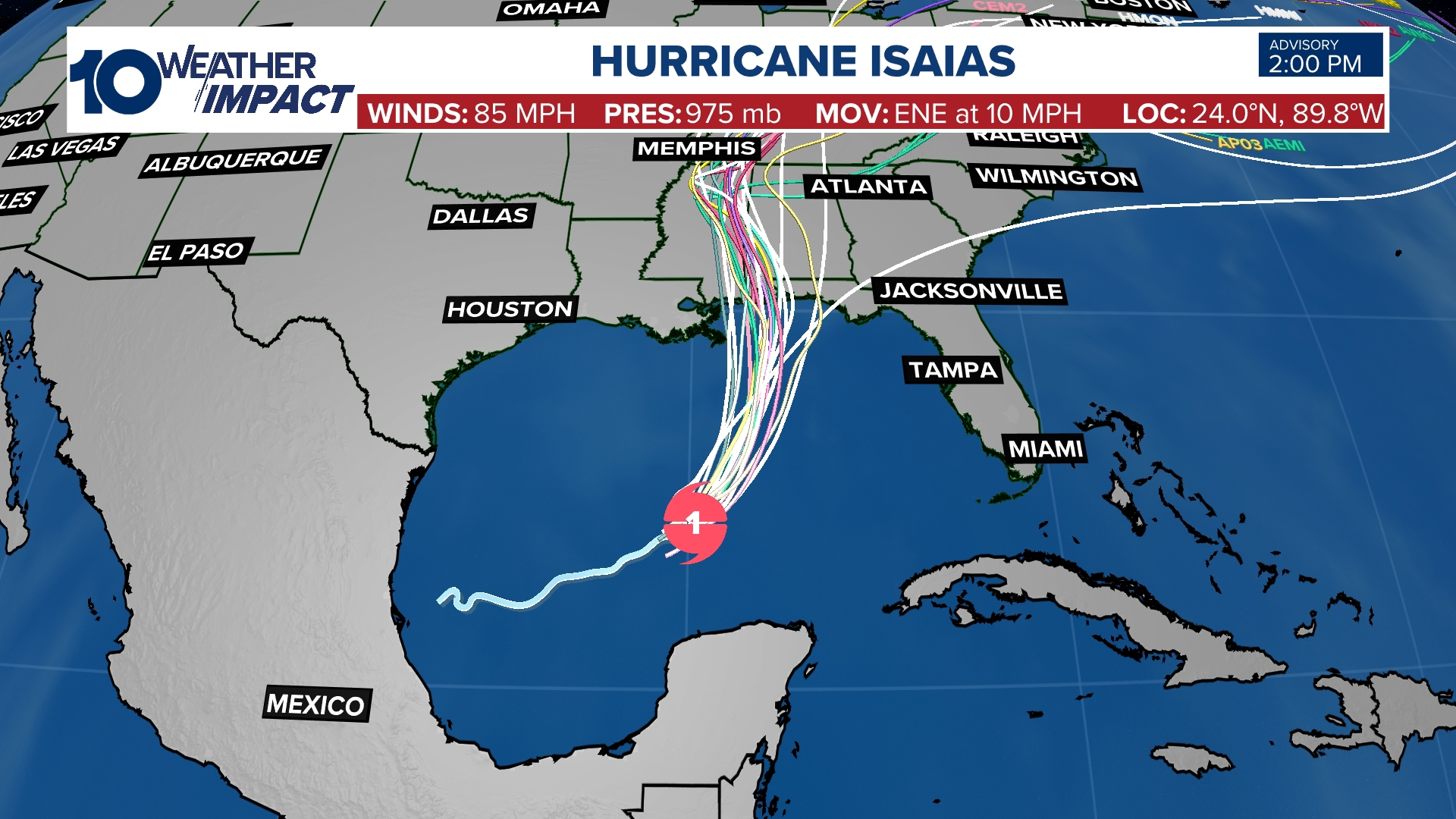 TRACKER: Watch Hurricane Isaias using forecast cone, spaghetti models ...