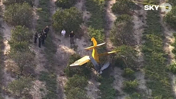 2 people hospitalized after seaplane crashes into Polk County orange grove