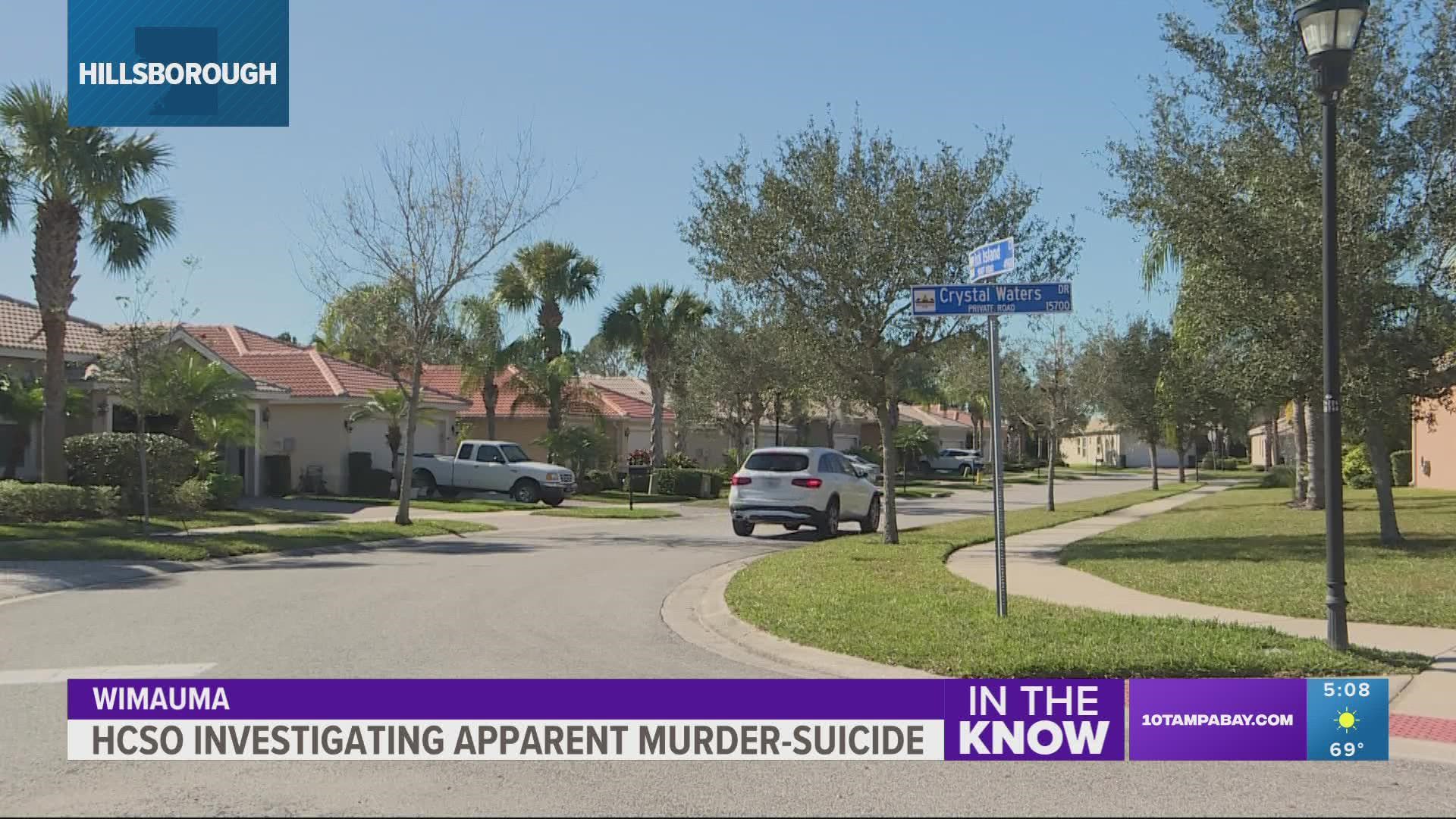 Their deaths are being investigated as a murder-suicide at this time, according to the Hillsborough County Sheriff's Office.