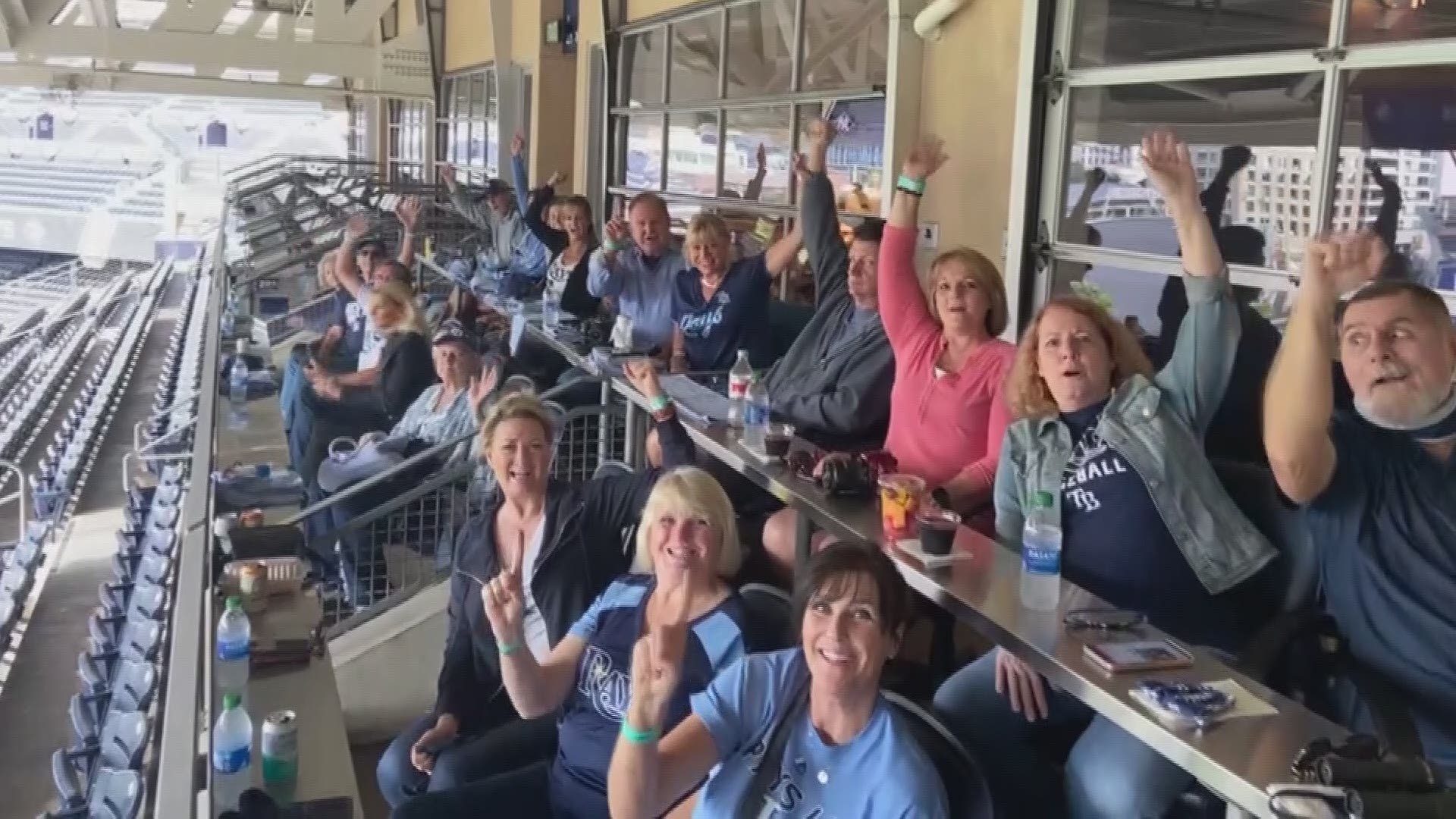 The Rays parents were all in one suite while the parents of the Yankees players were in another.