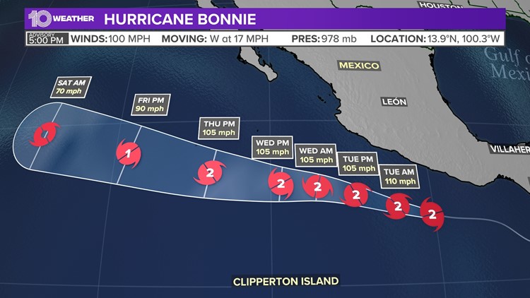 Hurricane Bonnie threatens to bring dangerous conditions to Mexico's coastline