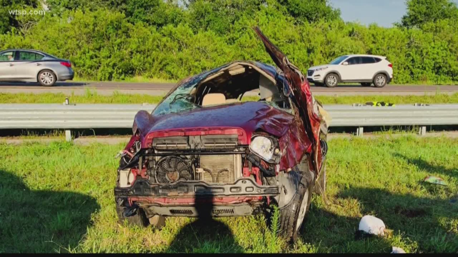 The Florida Highway Patrol said after she made the gestures, she lost control of her SUV and crashed. She later died, and her two kids were hurt.