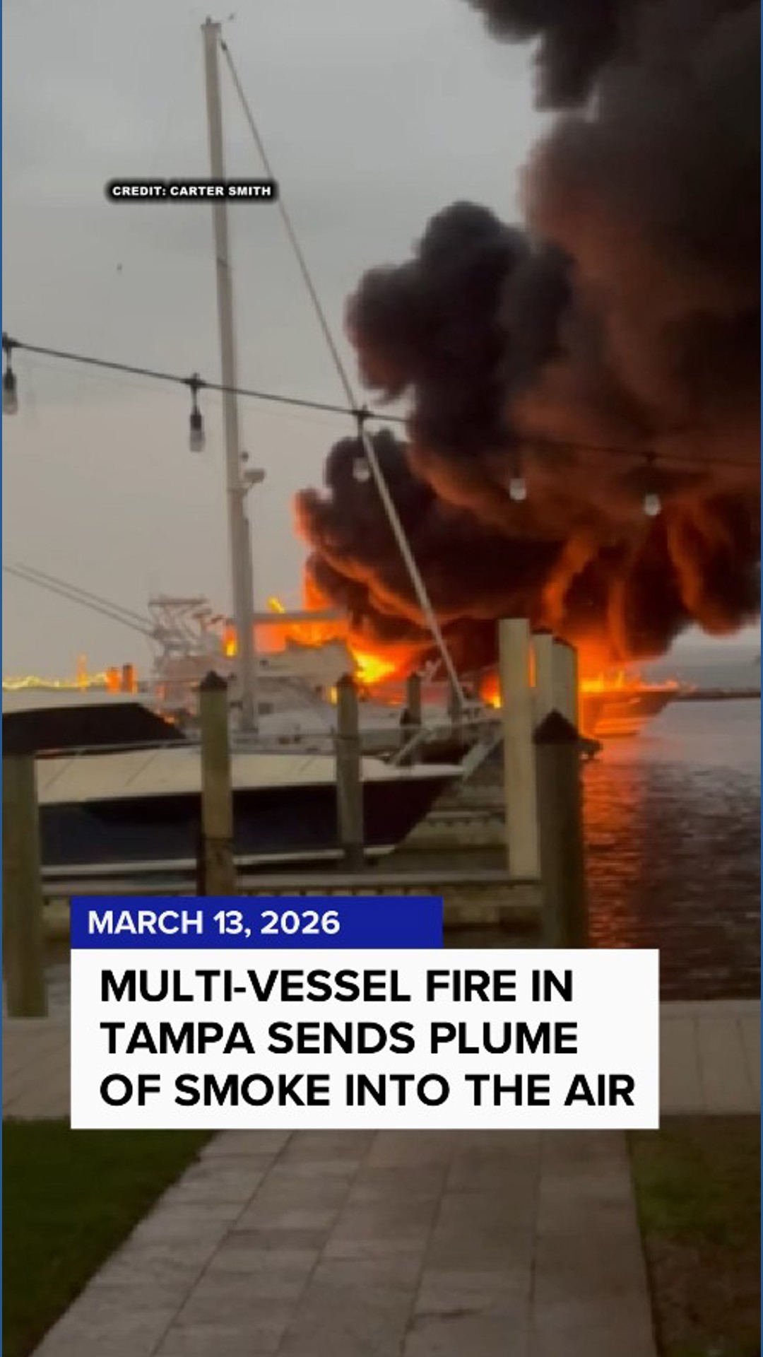 Multi-vessel fire in Tampa sends plume of smoke into the air | wtsp.com