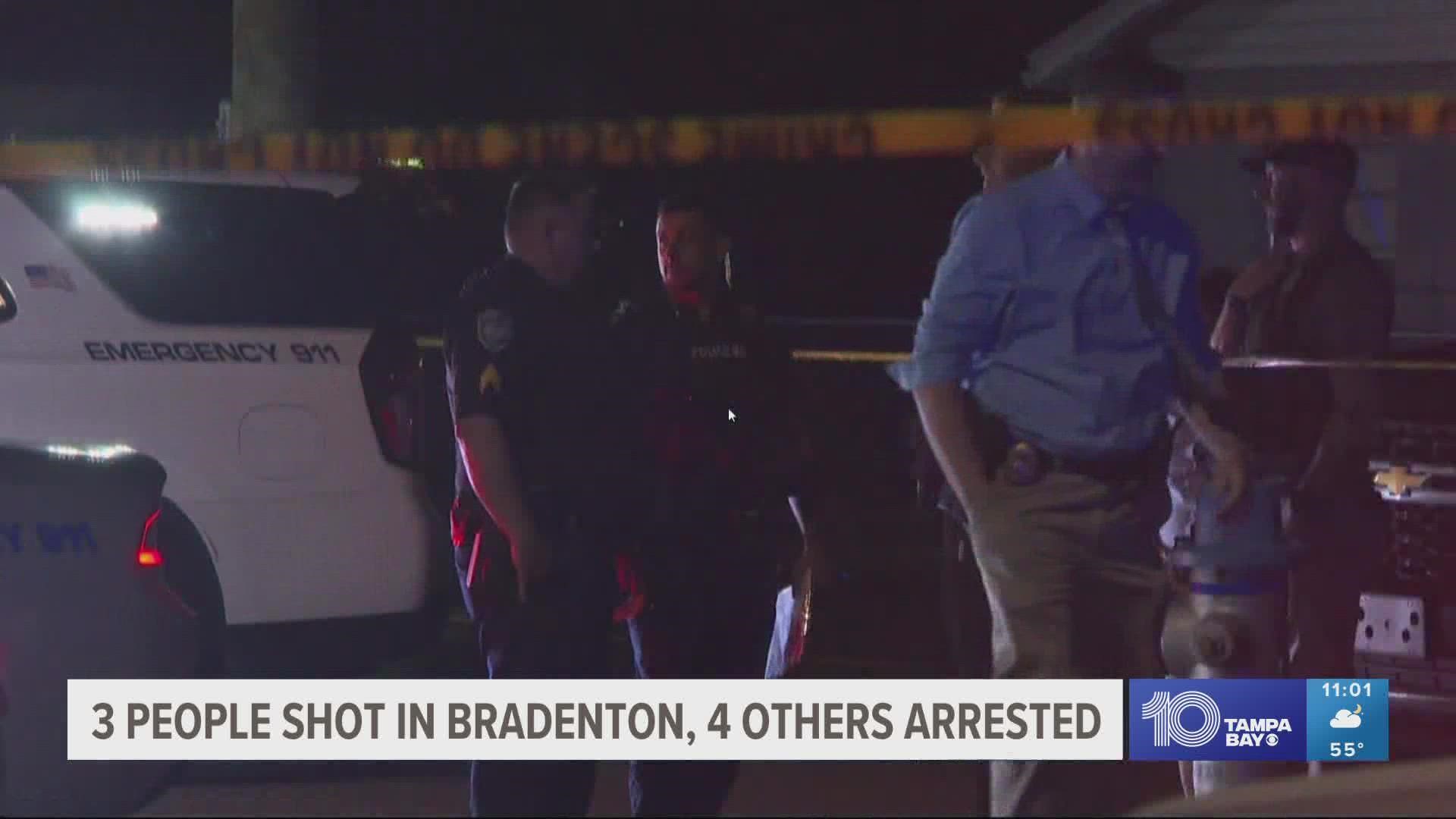According to Bradenton police, nearby officers heard the shots and then saw a blue car speeding down the road.
