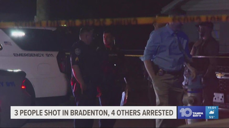 3 people shot in Bradenton, 4 in custody, police say