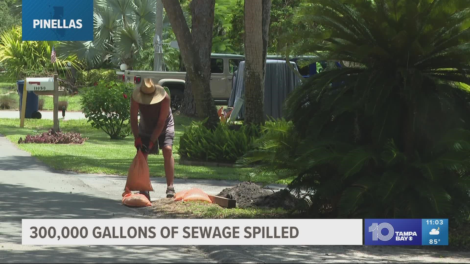 About six homeowners were reportedly impacted by the spillage and Pinellas County Risk Management is assisting them.