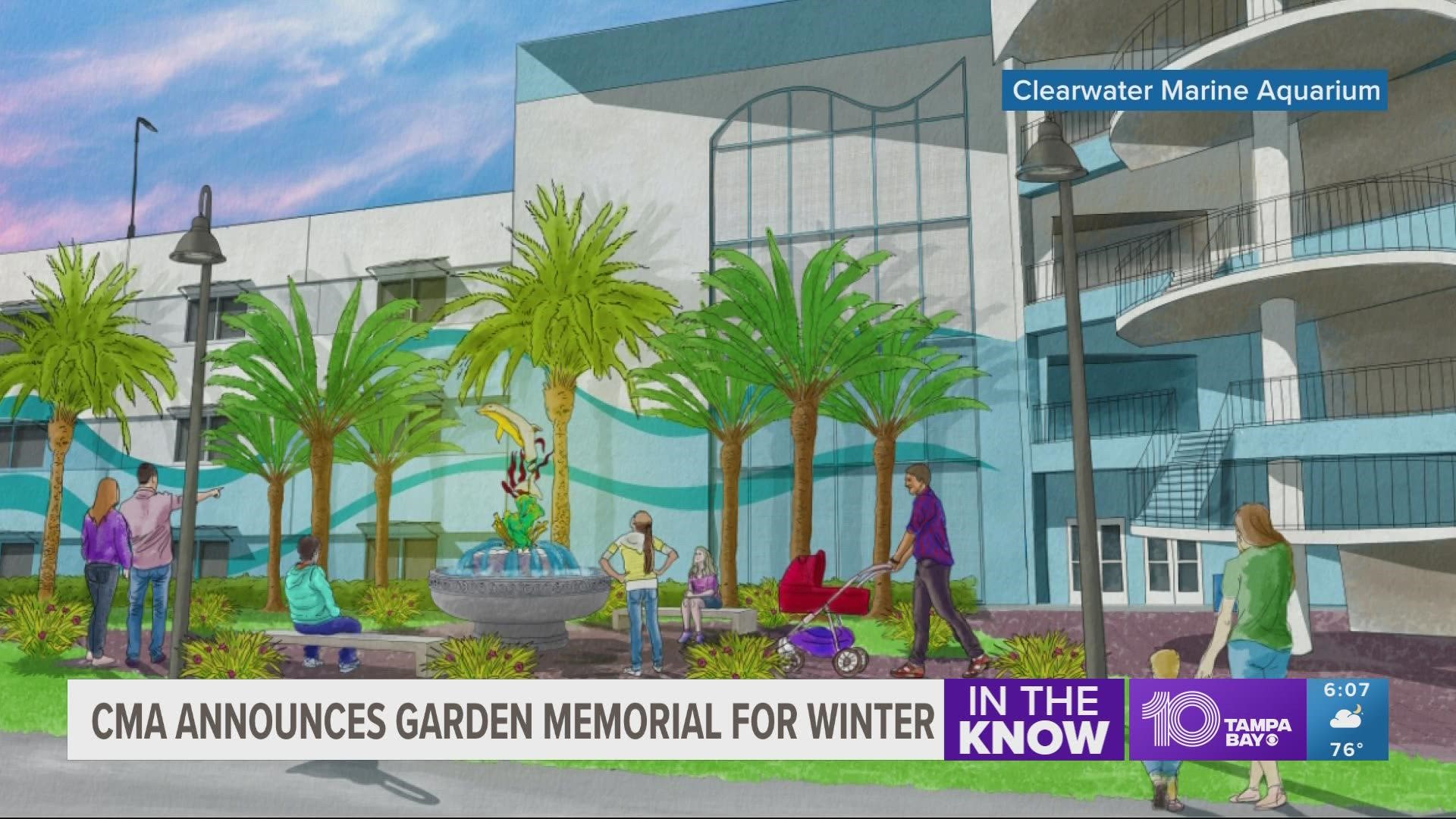The garden will feature a statue of Winter emerging from a water fountain surrounded by sustainable Florida landscaping.