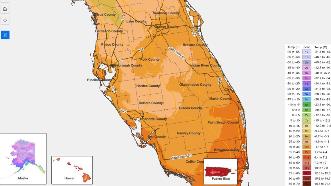 MAP Tampa Bay area low temperatures have changed