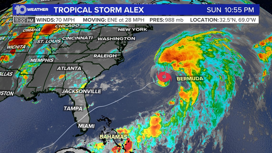 Tropical Storm Alex makes its way to Bermuda