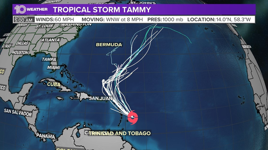 Tropical Storm Tammy strengthens in the central Atlantic | wtsp.com