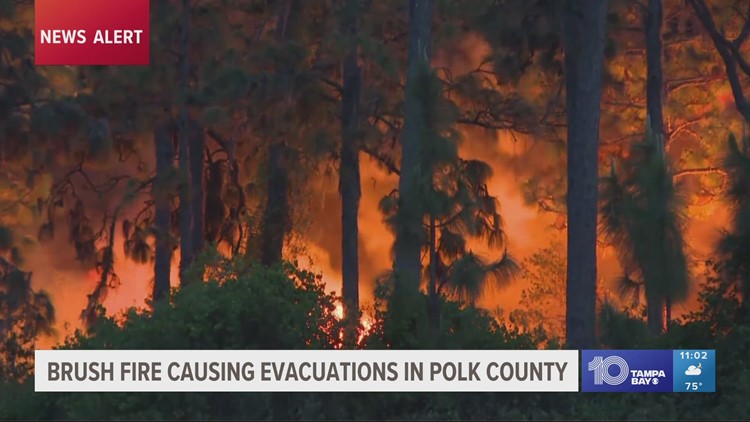 Brush fire spreads to nearly 500 acres, prompting evacuations in eastern Polk County