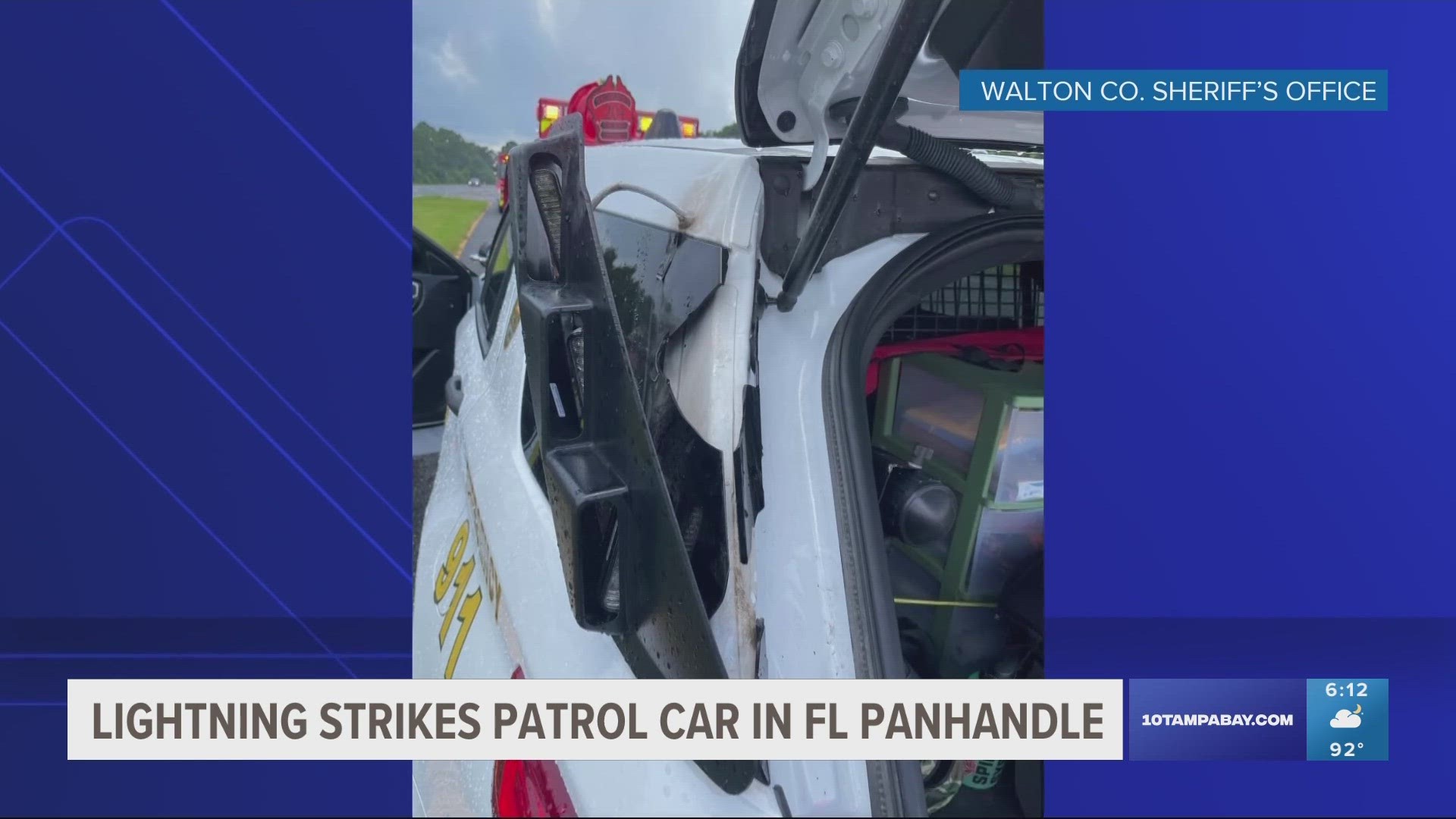 A bolt of lightning left a mark on both the police car and the deputy it struck in Walton County.