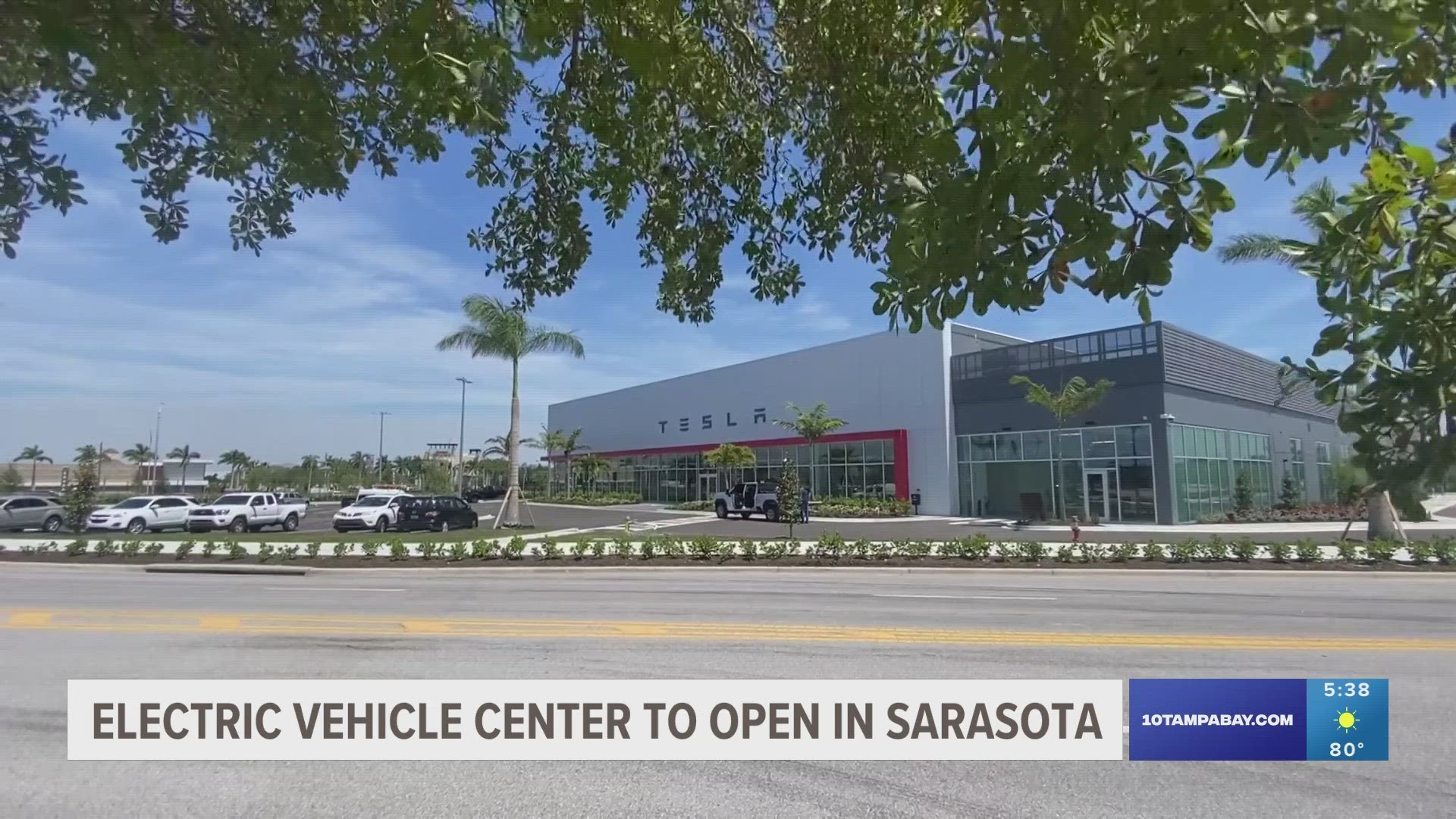 A new 55,000-square-foot Tesla showroom and service center is set to open at the end of April at University Town Center in Sarasota.