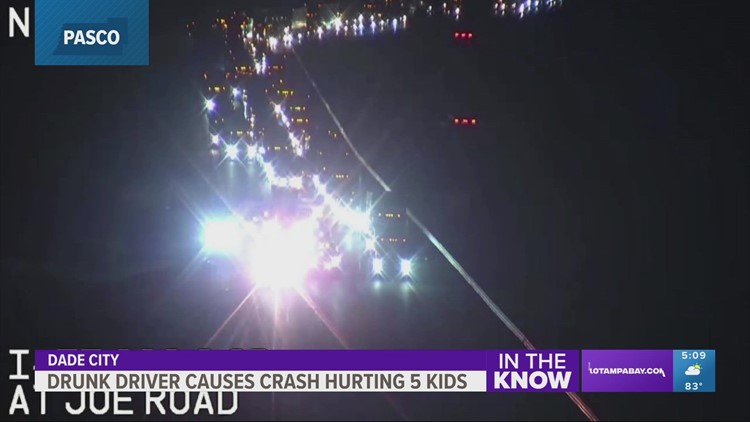 FHP: Driver stops SUV on I-75 in Pasco County, causes crash that injured 5 children