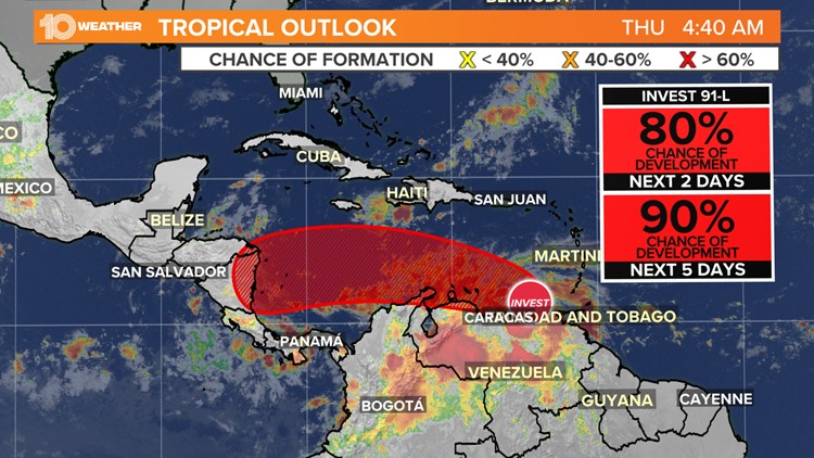 Invest 91-L Tracking Into Caribbean, Depression Likely To Develop ...