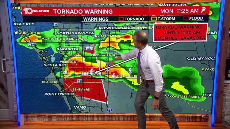 Tornado warning allowed to expire in Sarasota, Manatee counties