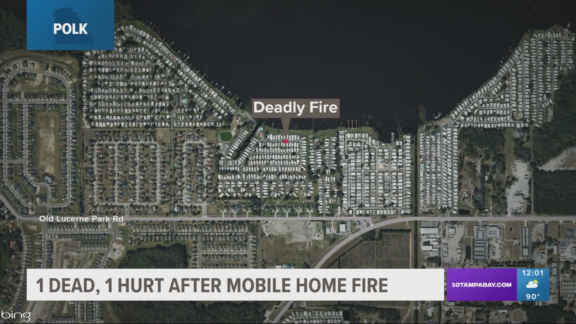 Flames were seen shooting out of the roof of a mobile home in Winter Haven as firefighters arrived. One man was pulled outside by a neighbor.