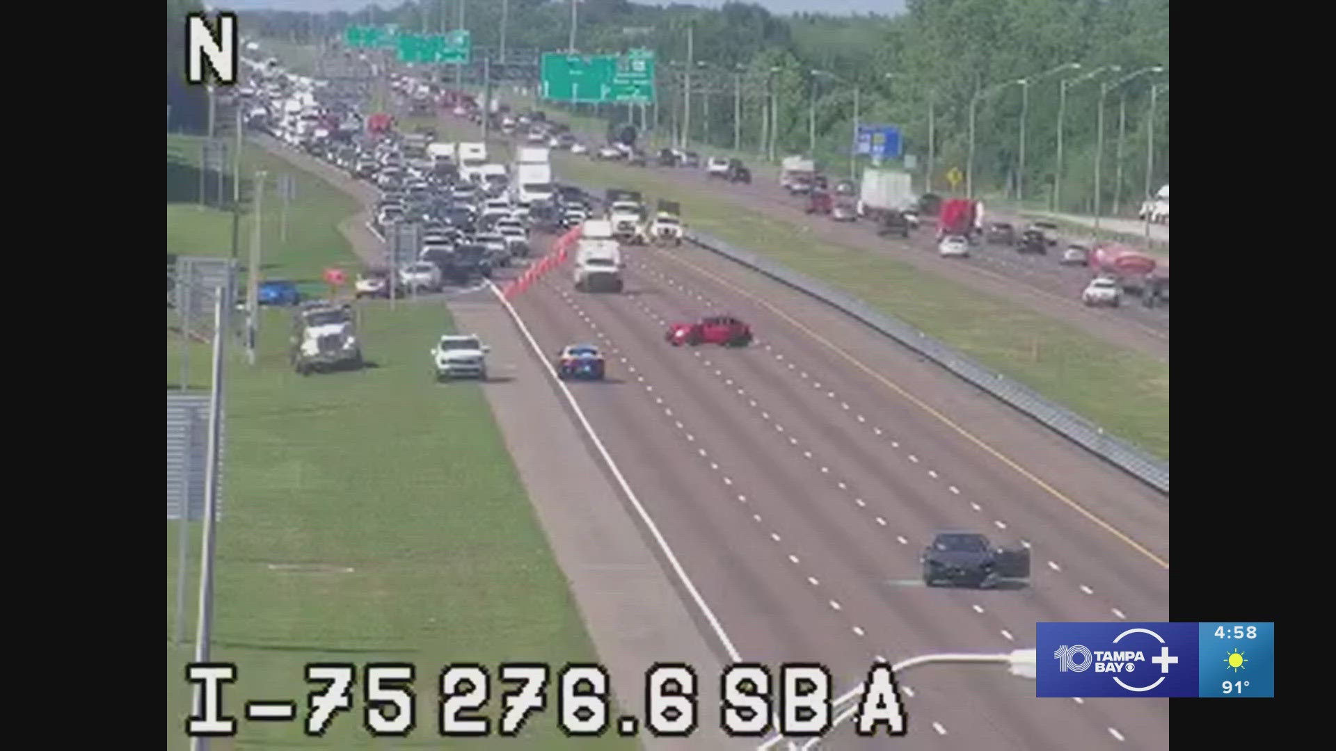 The crash appears to be located around mile marker 277.