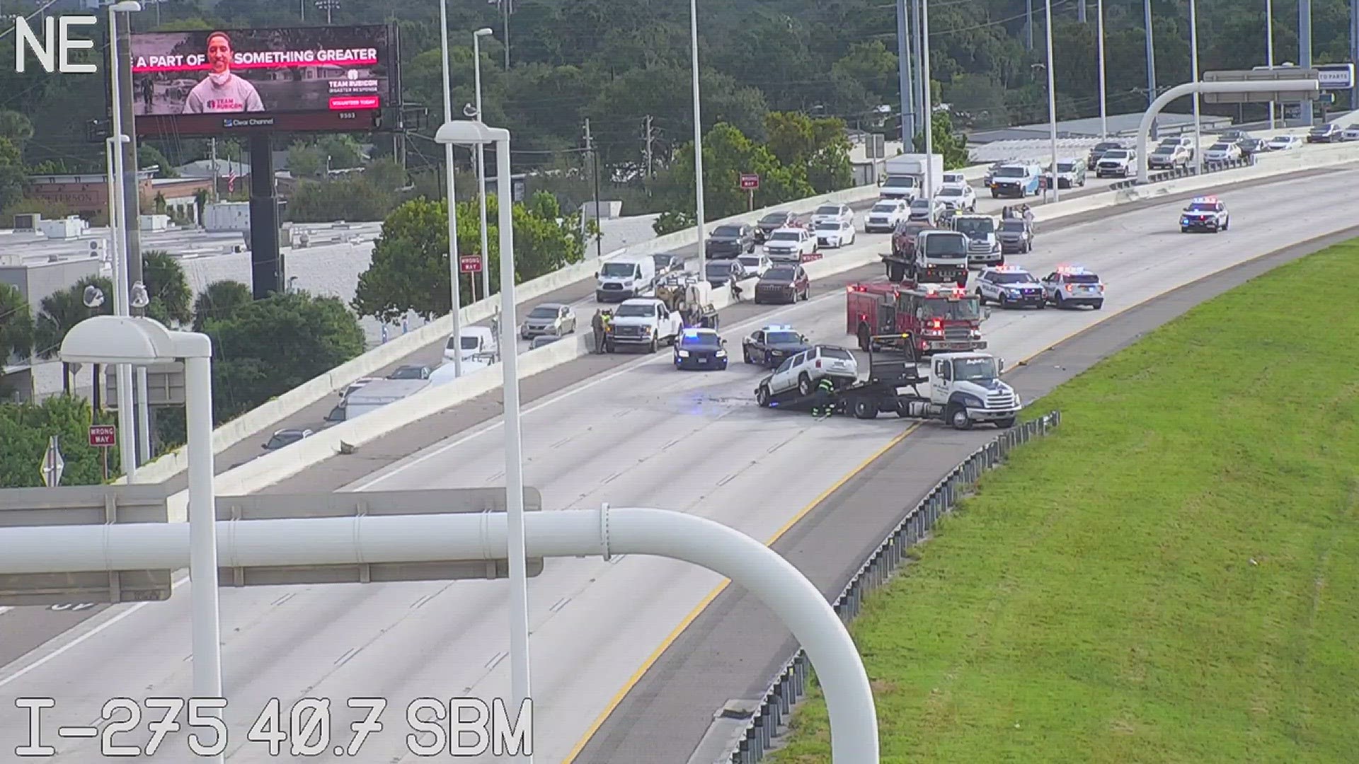 Traffic was diverted off southbound I-275 at Dale Mabry Highway.