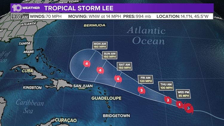 Tropical Update: Tropical Storm Lee forms in the Atlantic