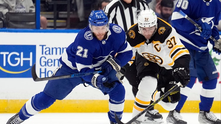 Lightning lose to streaking Bruins as Bergeron gets 1,000th point