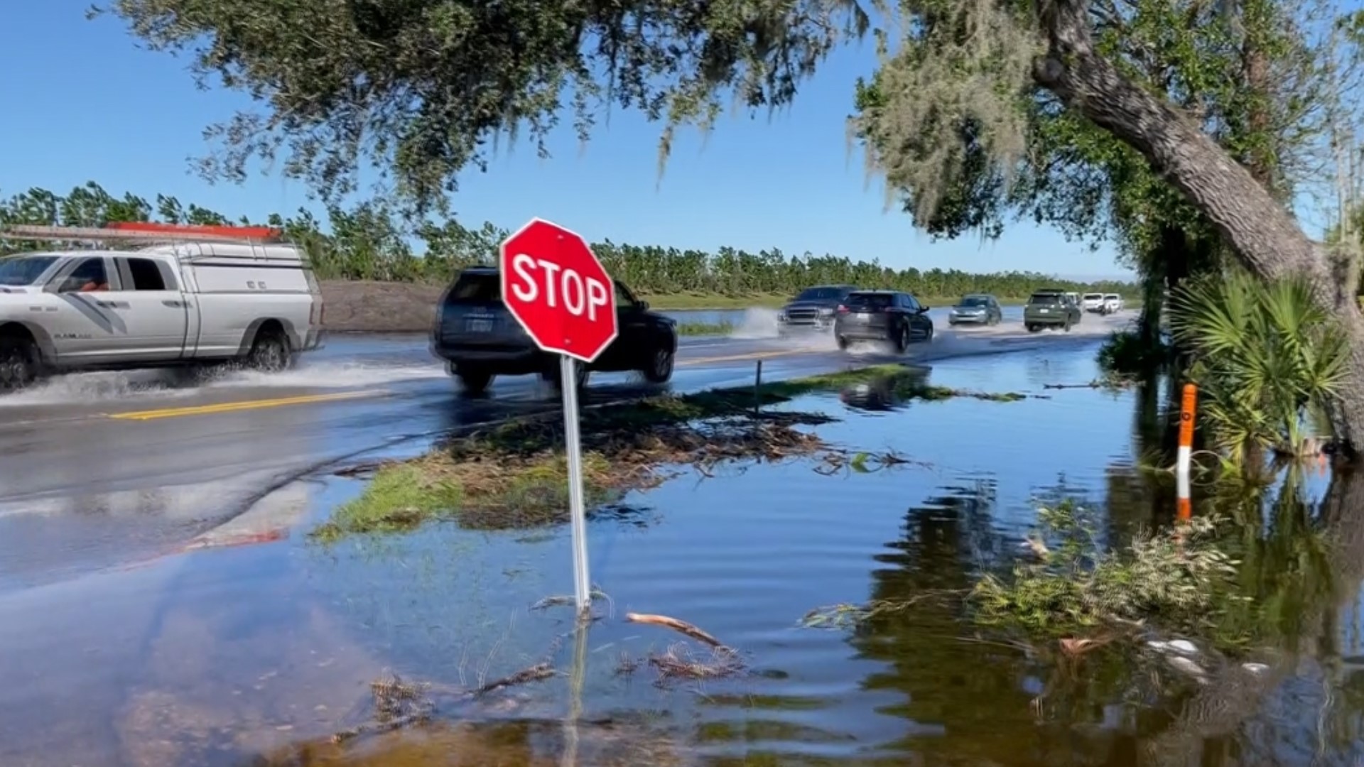 The compromised levee break could send 15 feet of flood water into the east side of the Hidden River Community.