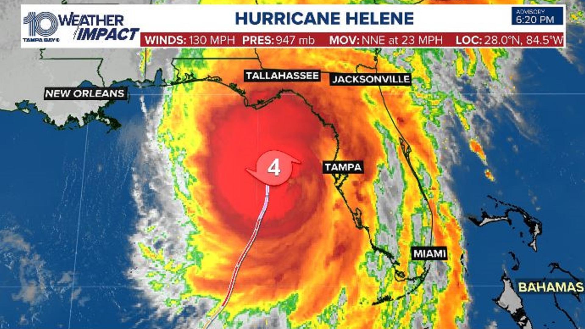 HURRICANE HELENE UPDATE: The storm has strengthened into a Category 4 storm with 130 mph wind speeds. Here's the latest you need to know.