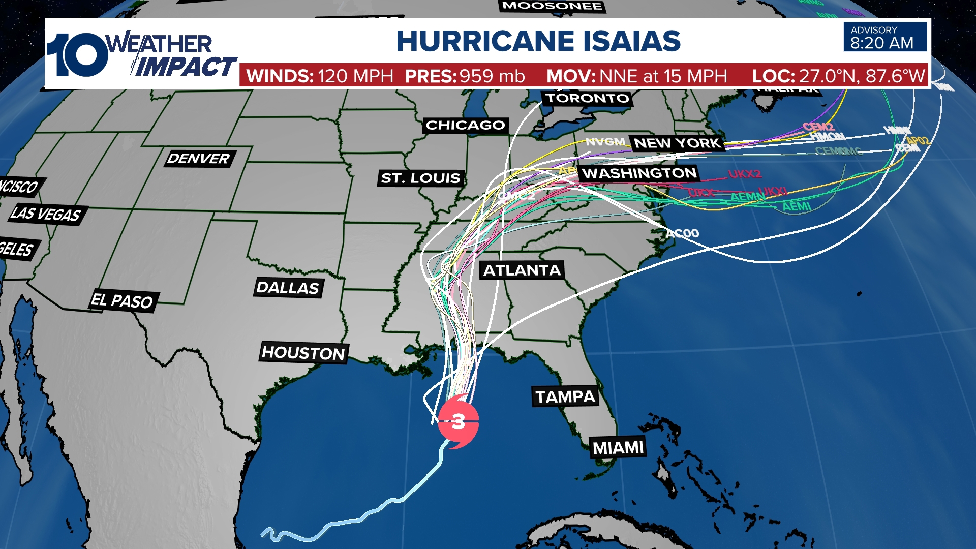 TRACKER: Watch Hurricane Isaias using forecast cone, spaghetti models ...