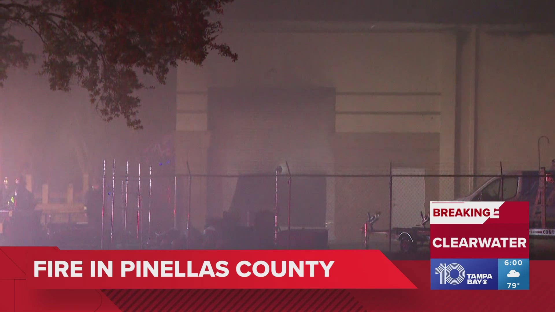 There are at least 30 fire units combating the fire in Pinellas County.