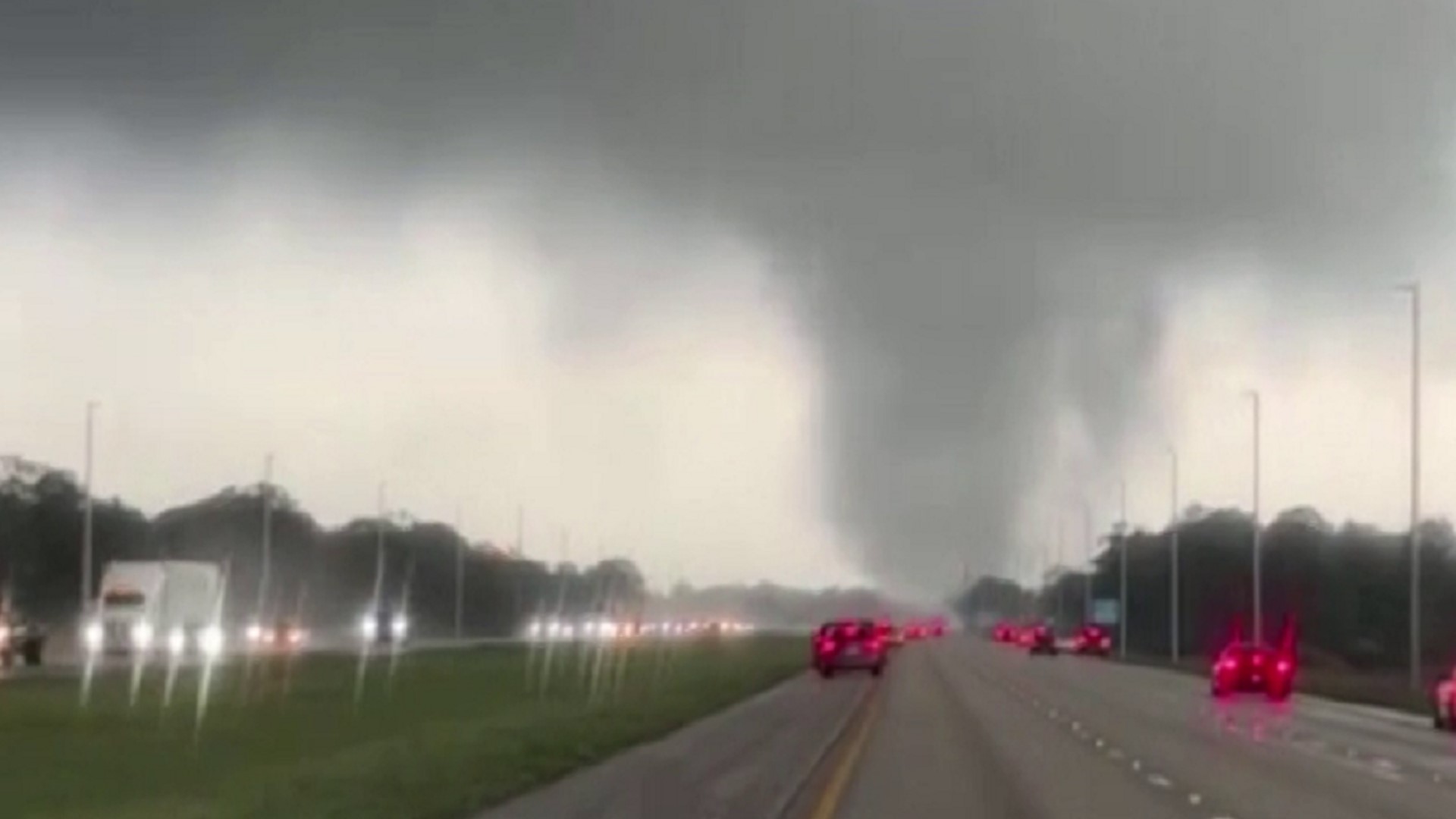 A tornado brought traffic on Interstate 95 near Port St. Lucie to a standstill Monday afternoon as the twister moved through the area.