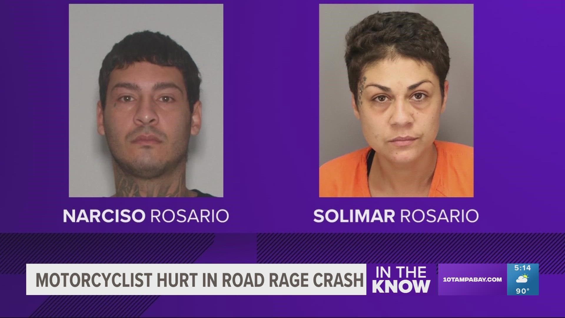 Police said the passenger taunted the motorcyclist before the car's driver intentionally hit the motorcyclist, causing it to crash into oncoming traffic.