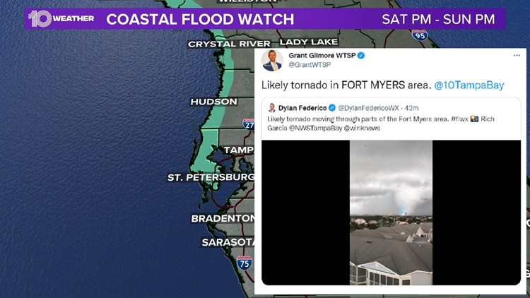 Coastal flooding possible; 'likely tornado' spotted in Fort Myers