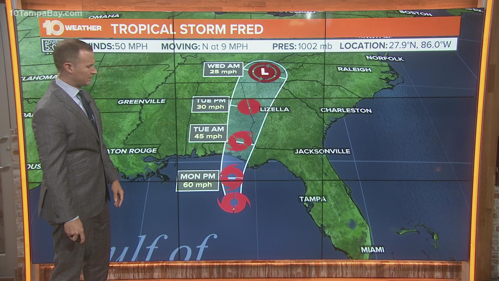 Tropical Storm Fred could bring dangerous storm surge and heavy rainfall to portions of the Florida Panhandle.