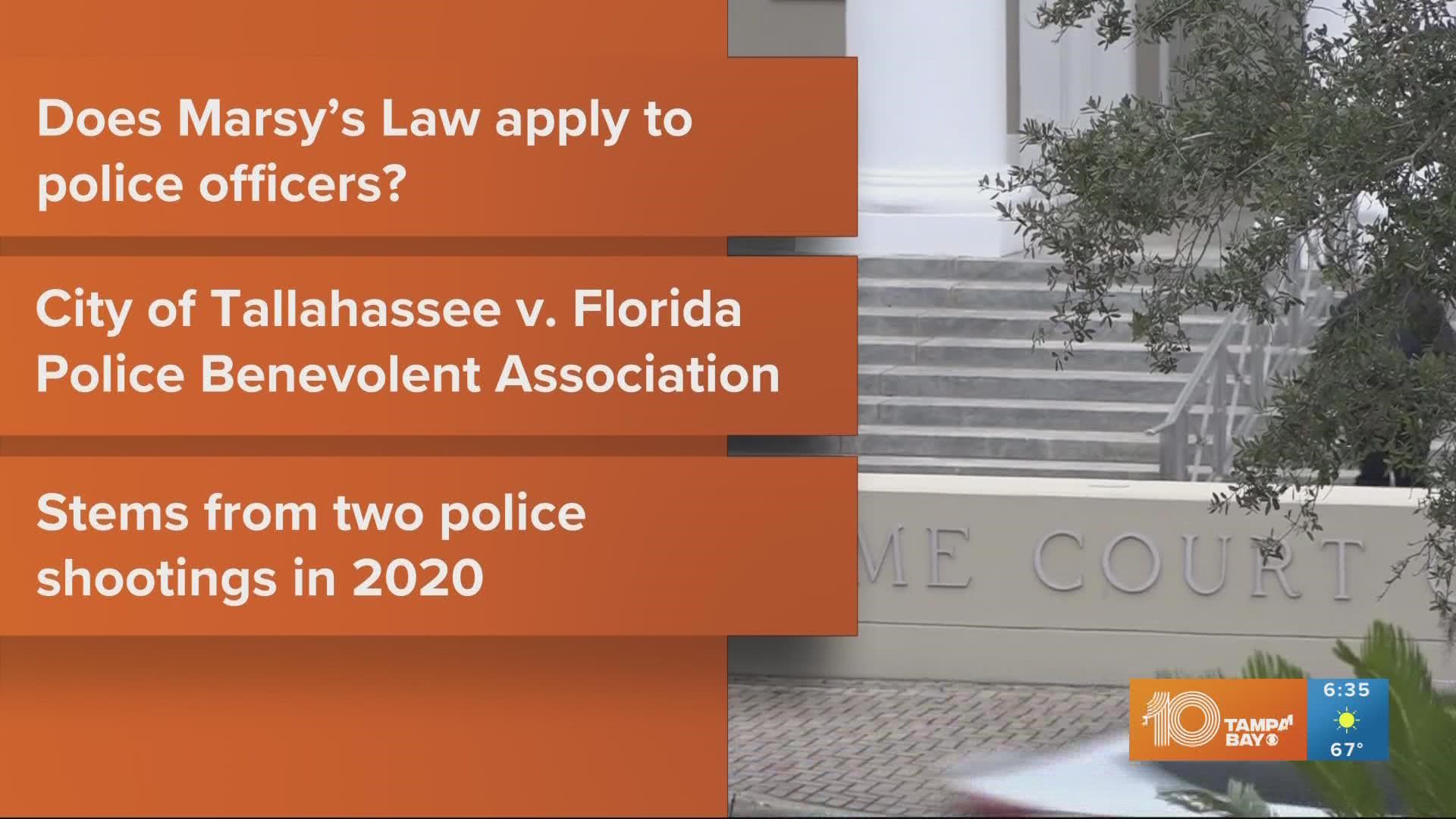 The Florida Supreme Court will begin hearing arguments in Tallahassee v. Police Benevolent Association on Wednesday.