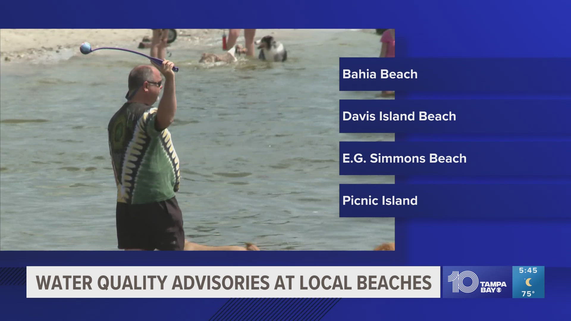 Bahia, Davis Island and E.G. Simmons Beaches are under advisory on Wednesday after tests revealed the water doesn't "meet the recreational water quality criteria."