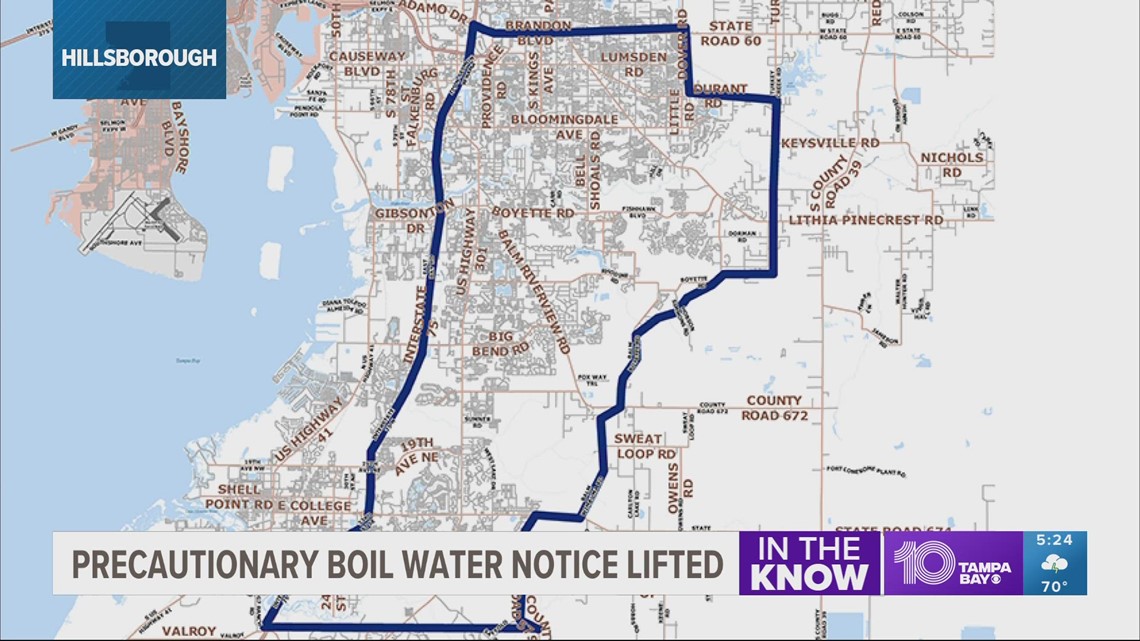 Hillsborough County - Precautionary Boil Water Notice Rescinded for  South-Central Hillsborough County