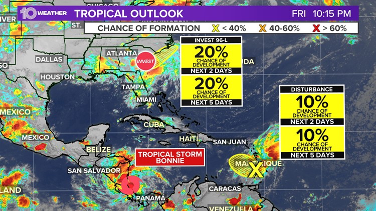 Tropics heating up as PTC 2 flirts with becoming Tropical Storm Bonnie