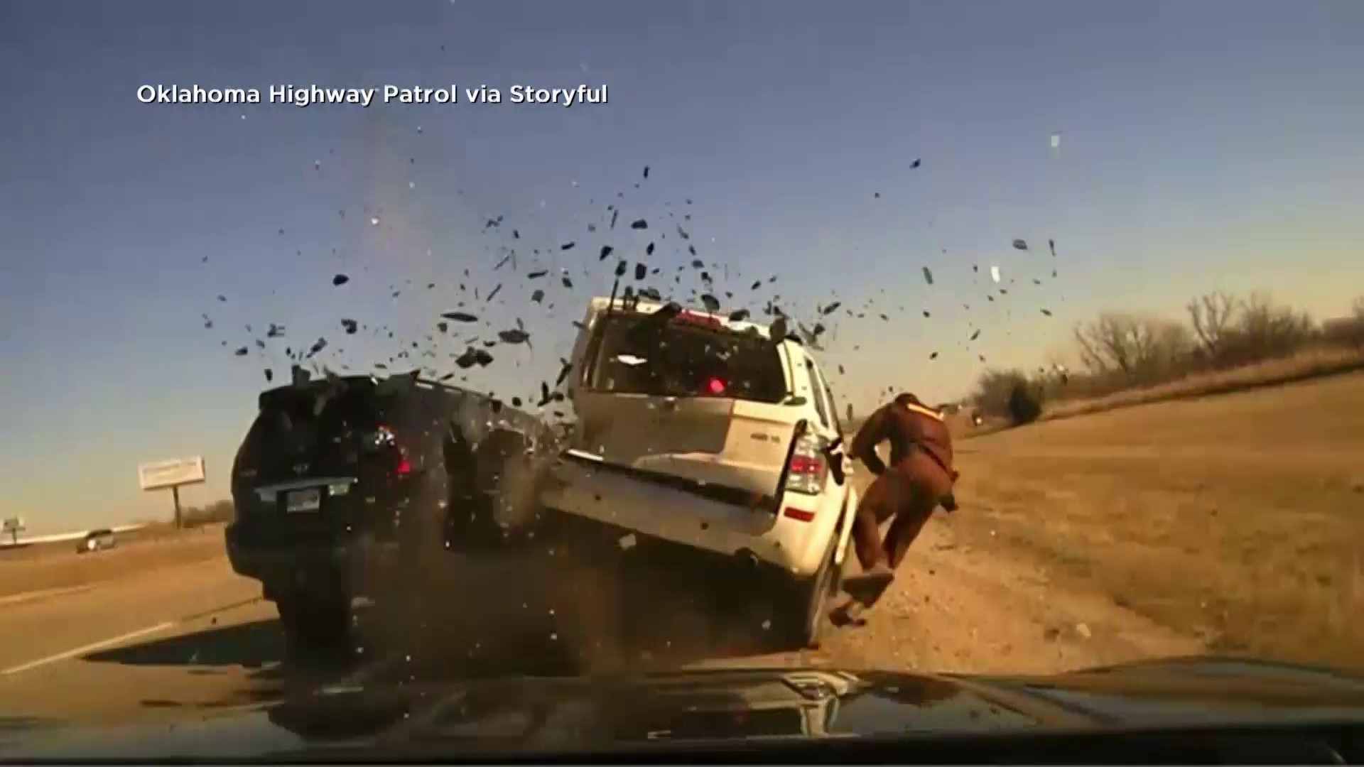 Video Captures Car Crashing Into Oklahoma State Trooper And Car | Wtsp.com