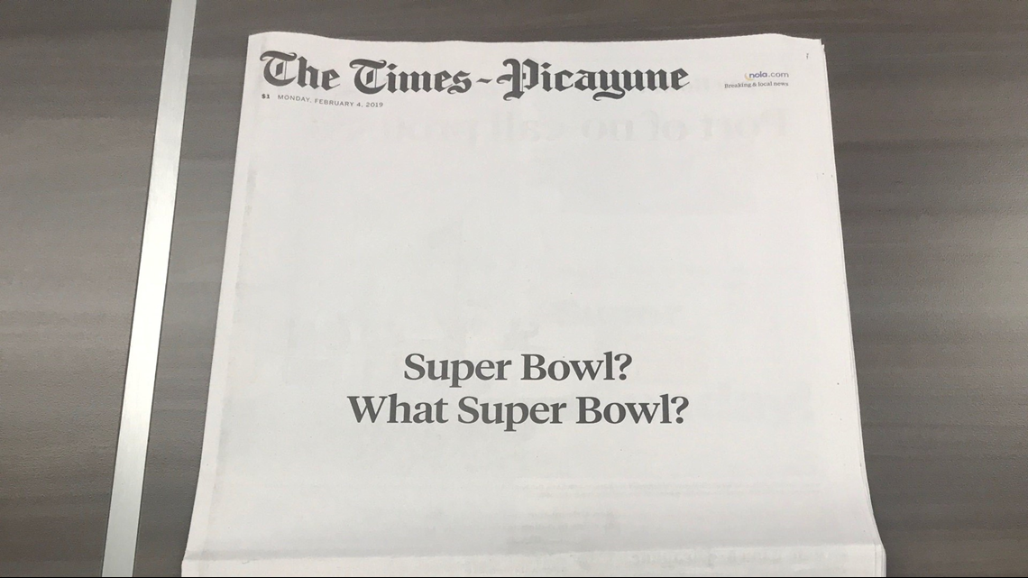 New Orleans Saints - Front page of today's Times-Picayune (NOLA