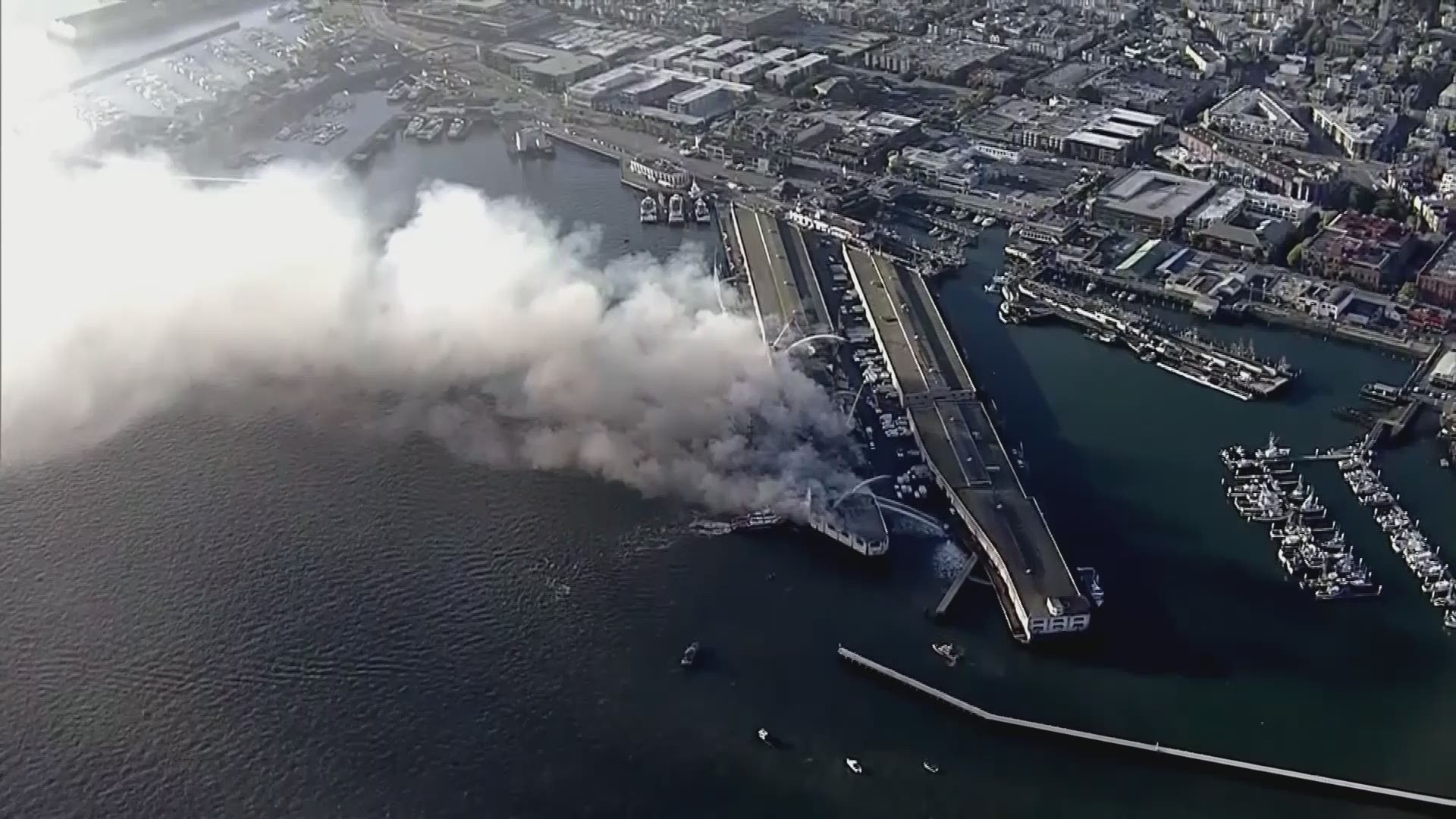 More than 100 firefighters rushed to battle towering flames in the iconic section of San Francisco.