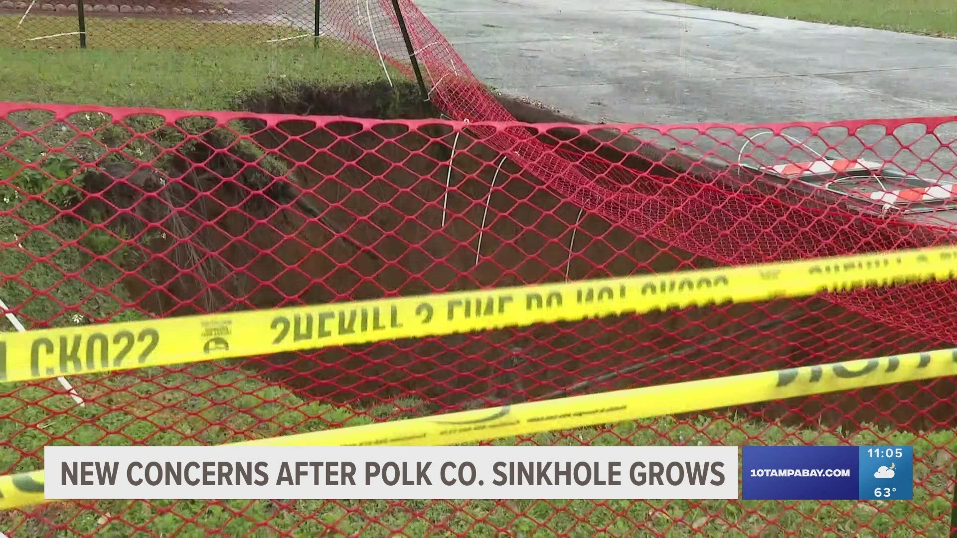 Polk County Fire Rescue said a sinkhole opened up in the front yard of a house in a Highland City neighborhood.