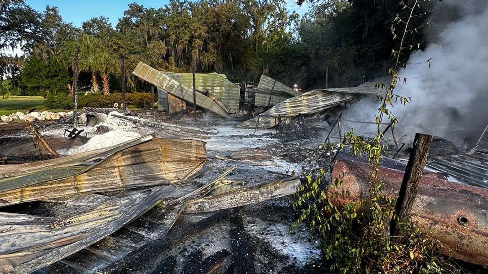 The overnight Friday fire displaced the Brooksville family.