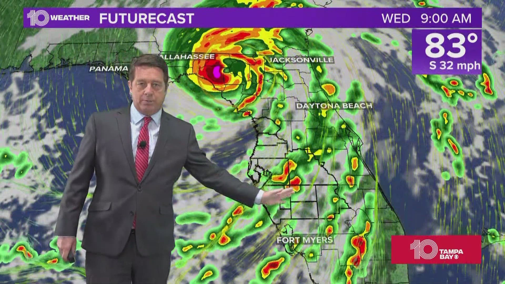 The National Hurricane Center continues to warn of a life-threatening storm surge and hurricane conditions along Florida's Gulf Coast.