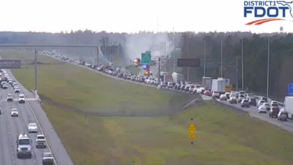 Traffic alert: RV fire causes backups on I-4 W in Polk County