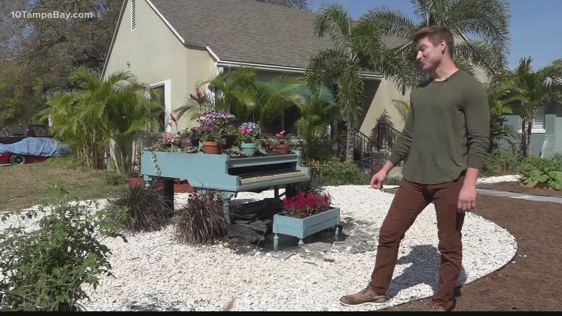 Graham Nix has played piano for over two decades. He decided to put a twist on his favorite instrument by turning one into a lawn fountain.