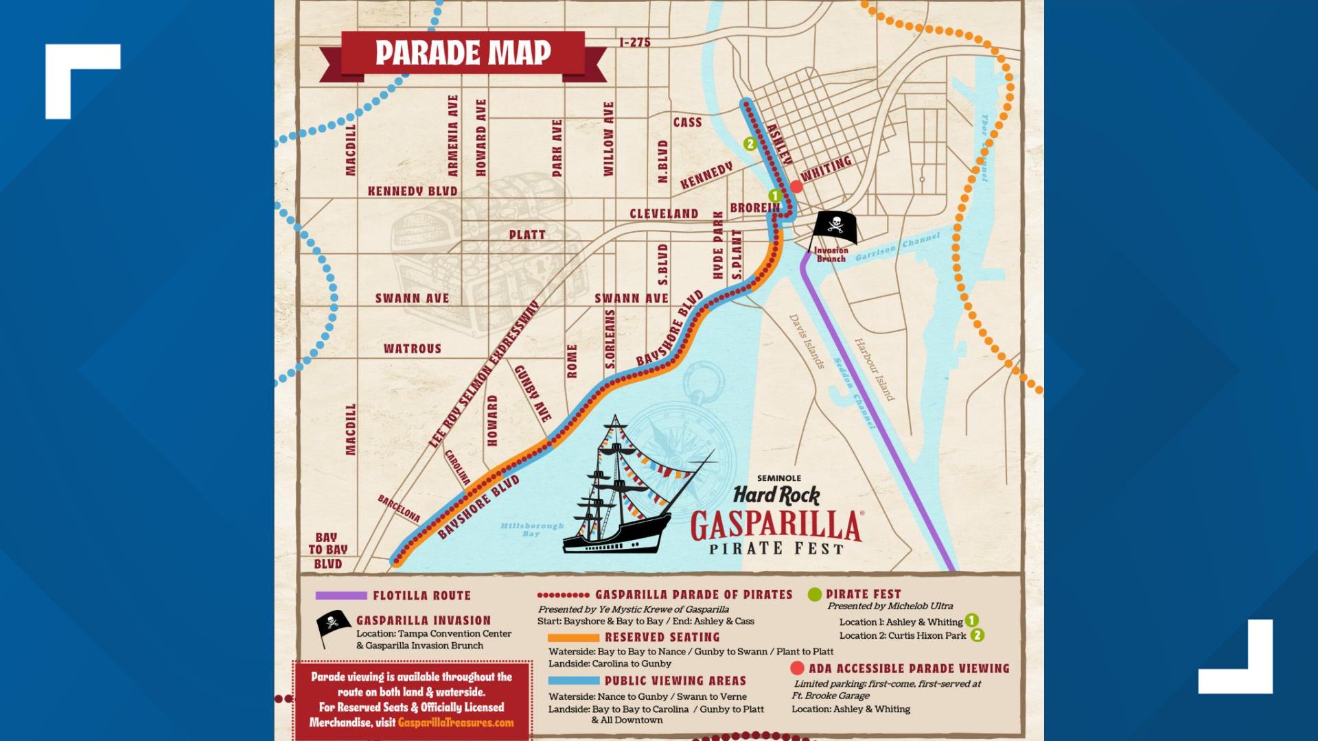 Gasparilla roads closed starting Friday night around parade route